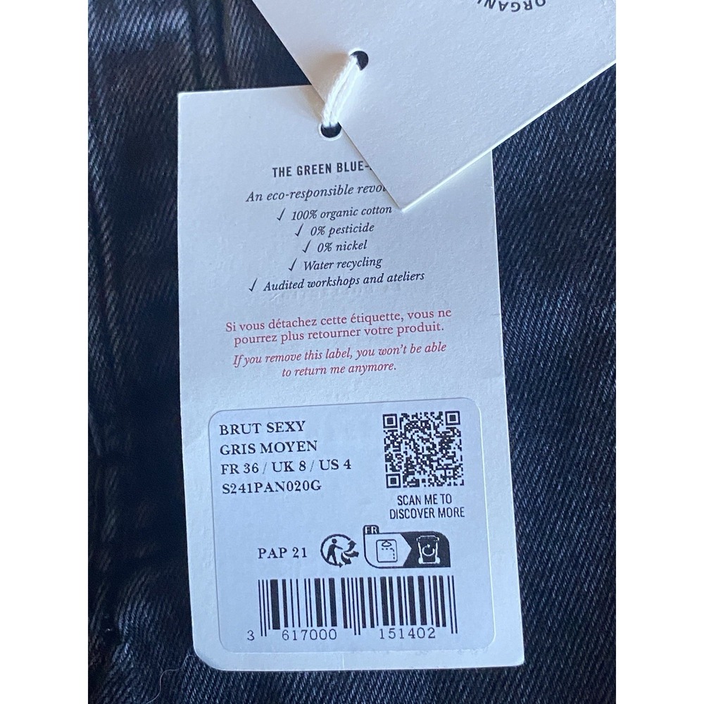 New Sezane Denim Brut Sexy Jeans In Gris Moyen Women's Size 4 US - Picture 10 of 10